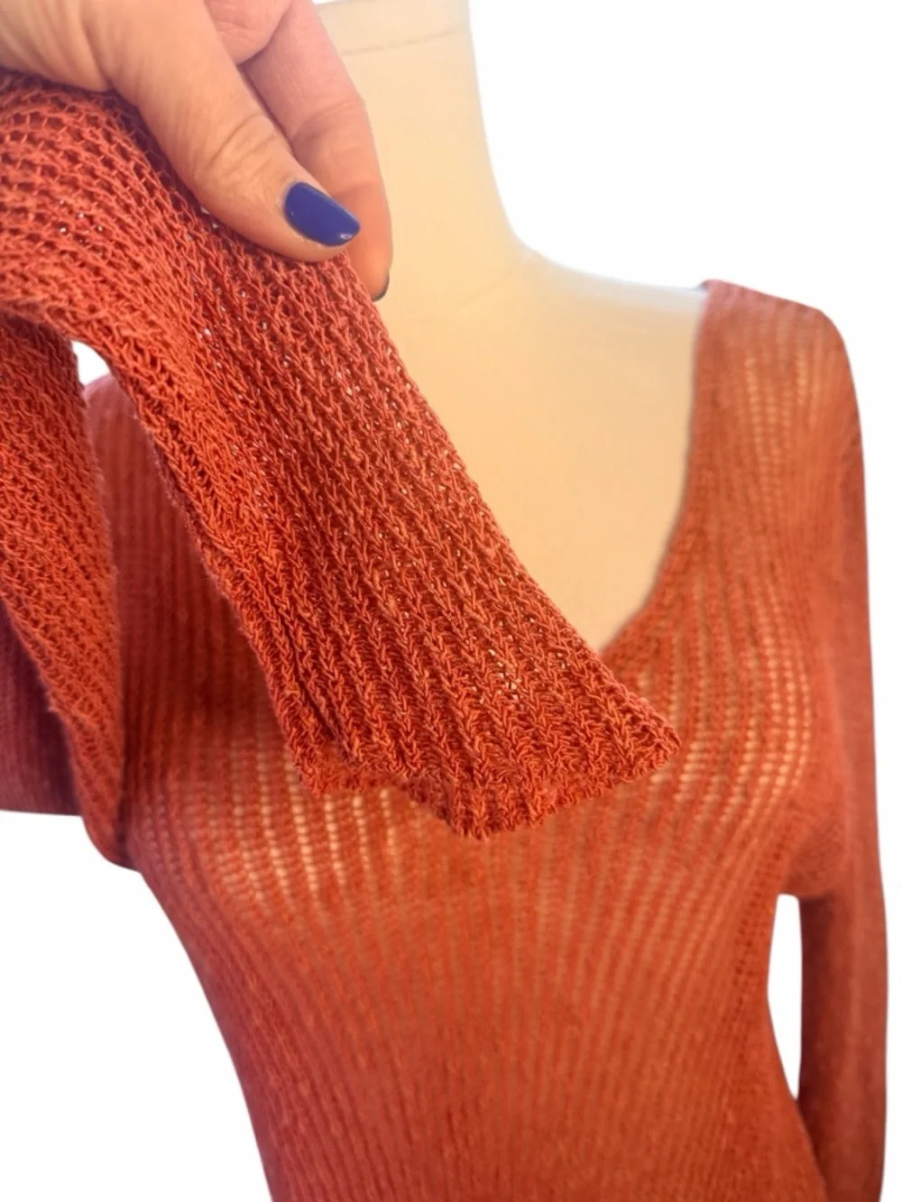 Eileen Fisher Coral Knit Asymmetrical Sweater Tunic Small Boho - Picture 7 of 8